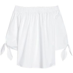 White off the shoulder knot sleeved blouse